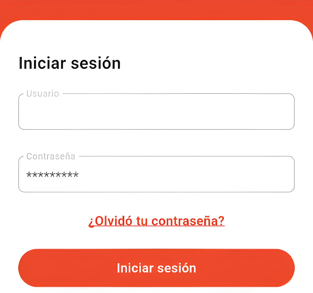 Pantalla de inicio de sesión de Bitácora Móvil
